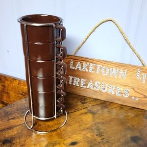 Vintage World Market espresso/cappuccino Mug-brown metal Stand